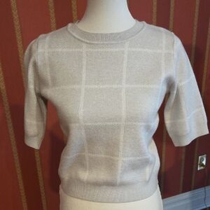 Short Sleeve Checked Sweater